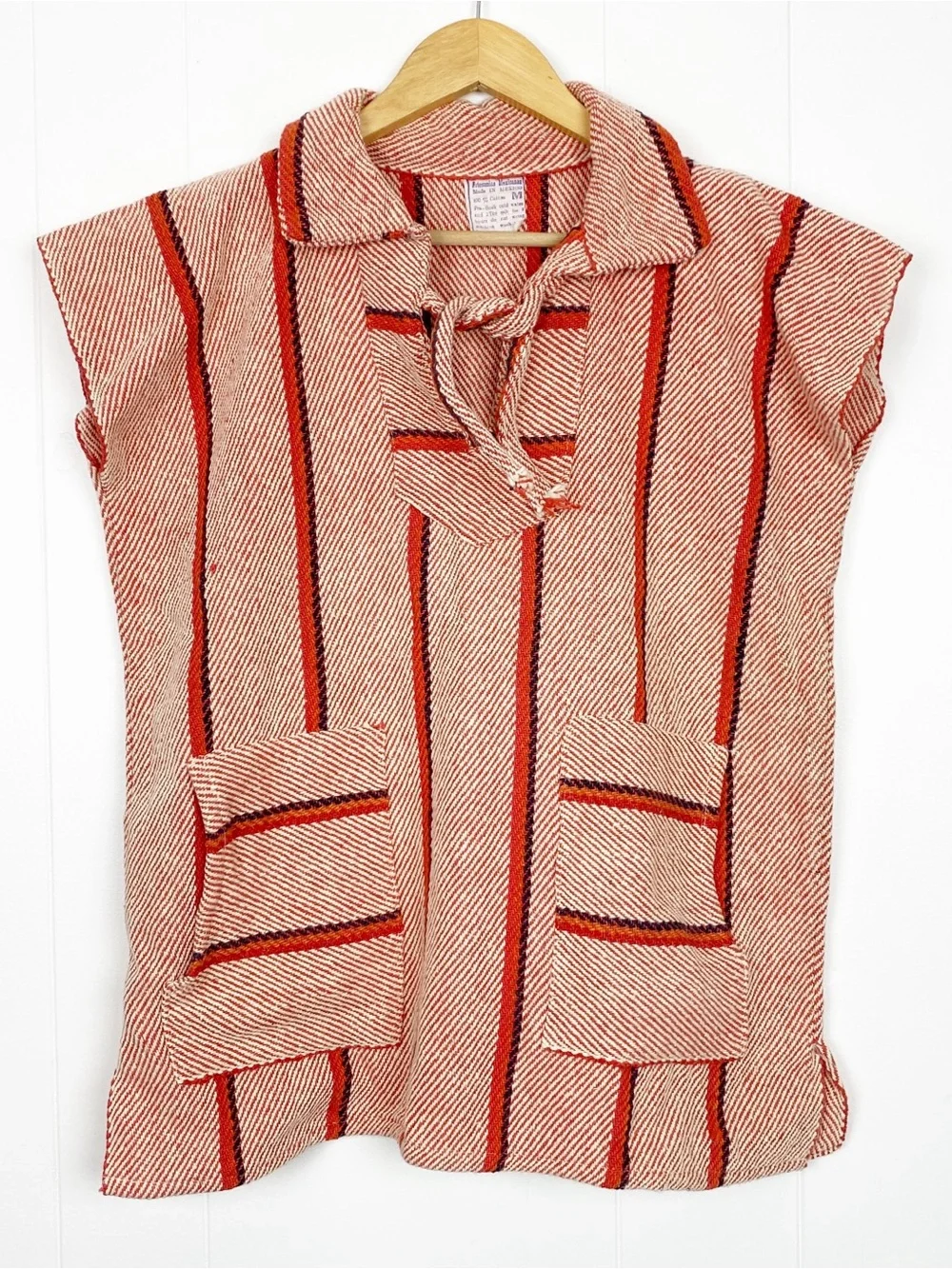 Mexican Top Women's Size Medium Baja Surfer Sleeveless Sweater Drug Rug Pullover